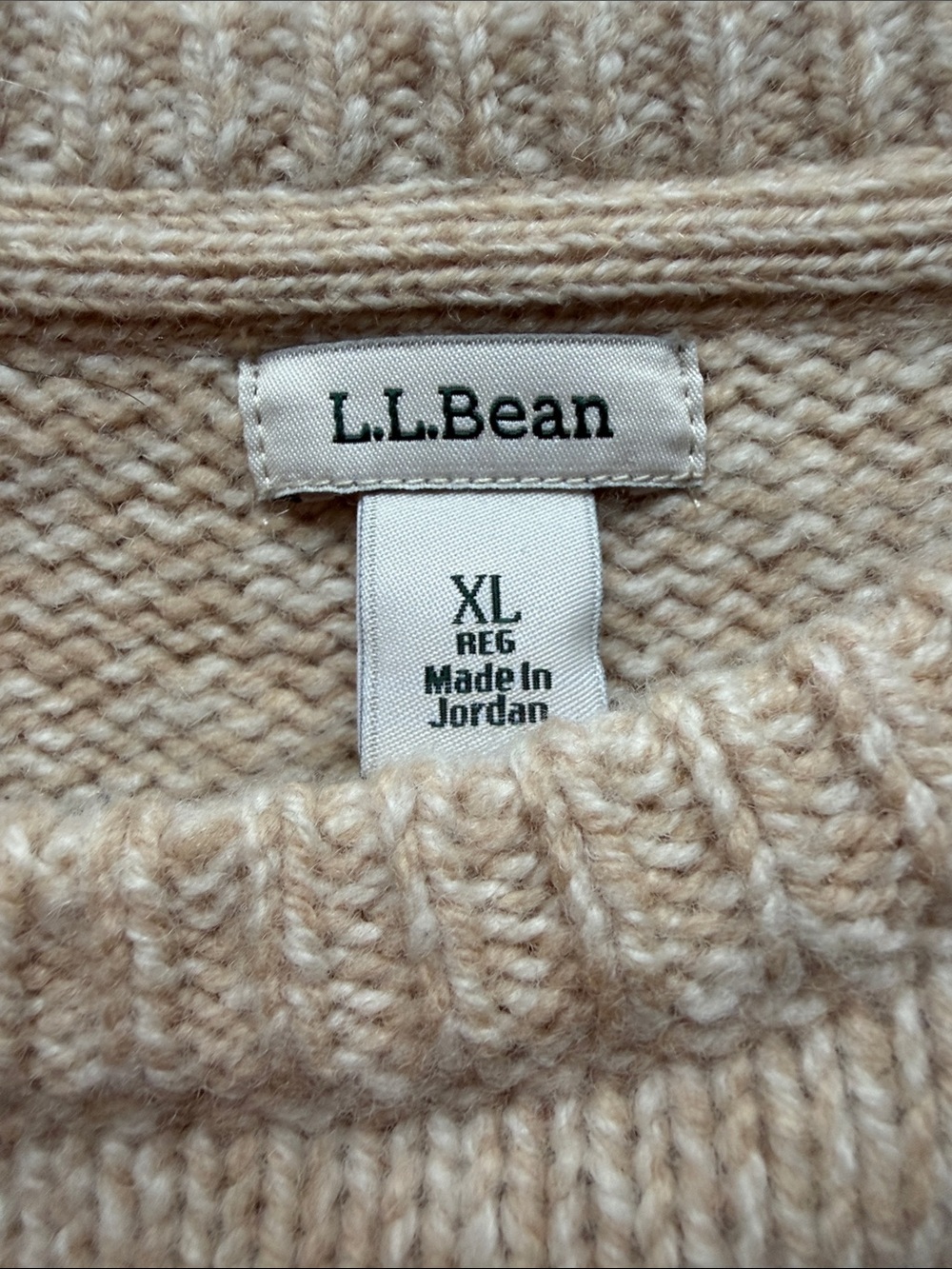 L.L. Bean Ragg Wool Cream Reindeer Crewneck Sweater - Picture 3 of 4